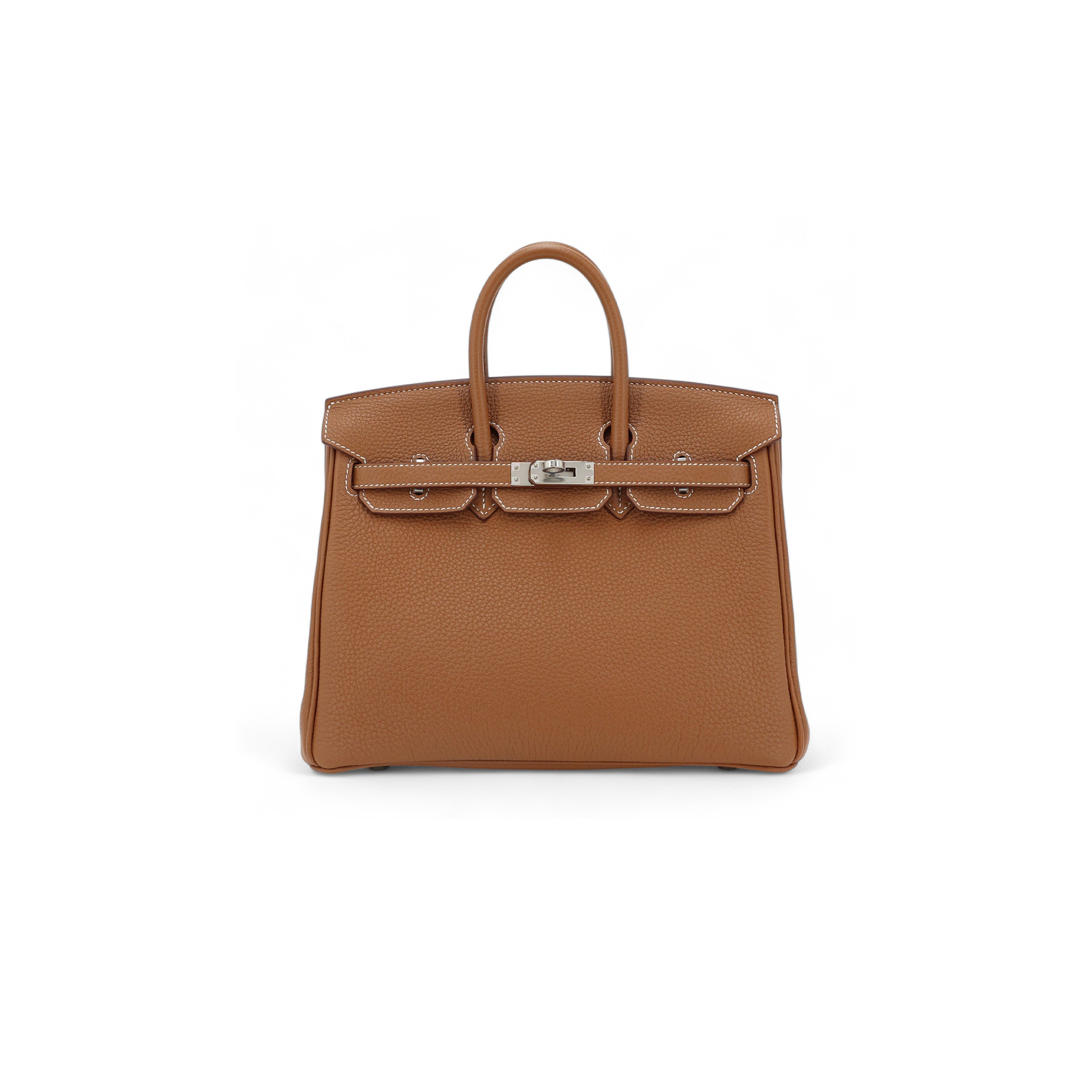 HERMÈS MASTER BIRKIN 25 TOGO LEATHER GOLD BROWN SILVER BUCKLE BAG H028369CK37  (25*20*13cm)